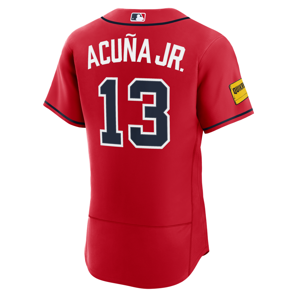 Atlanta Braves Ronald Acuña Jr. Alternate Authentic Sponsor Patch Jersey - Red