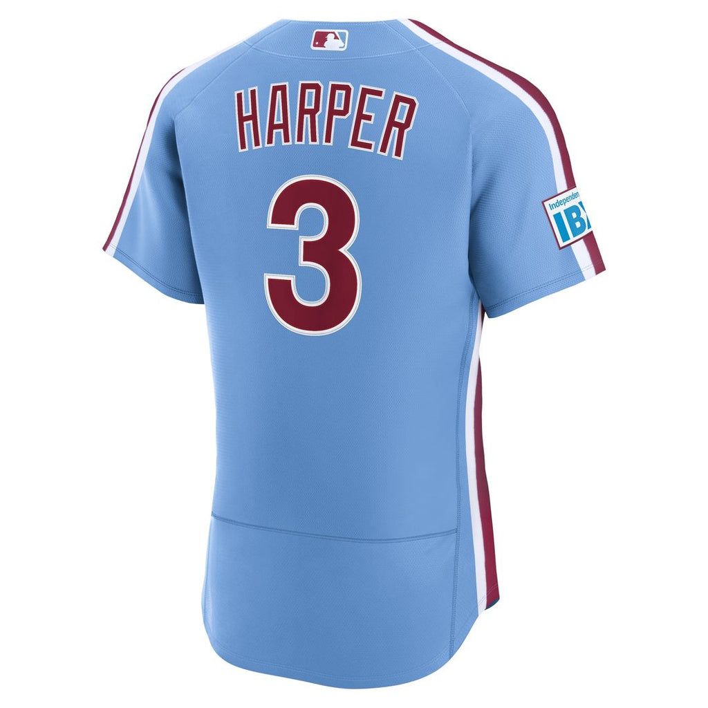 Philadelphia Phillies Bryce Harper Alternate Authentic Sponsor Patch Jersey - Light Blue