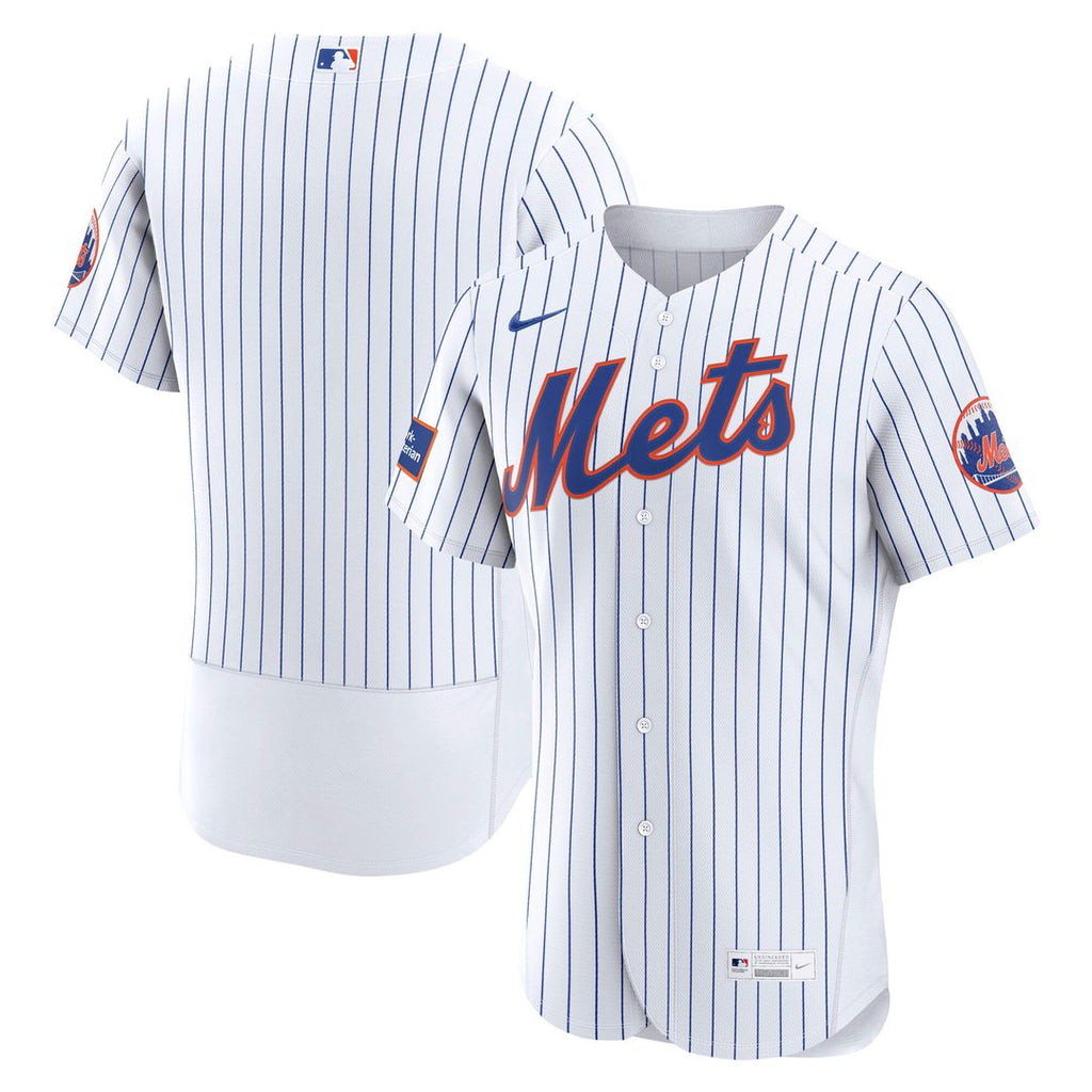New York Mets Home Sponsor Patch Authentic Jersey - White