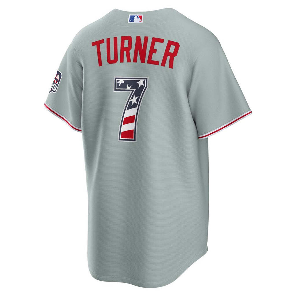 Philadelphia Phillies Trea Turner USA 250 Fourth of July Road Stadium Jersey - Gray