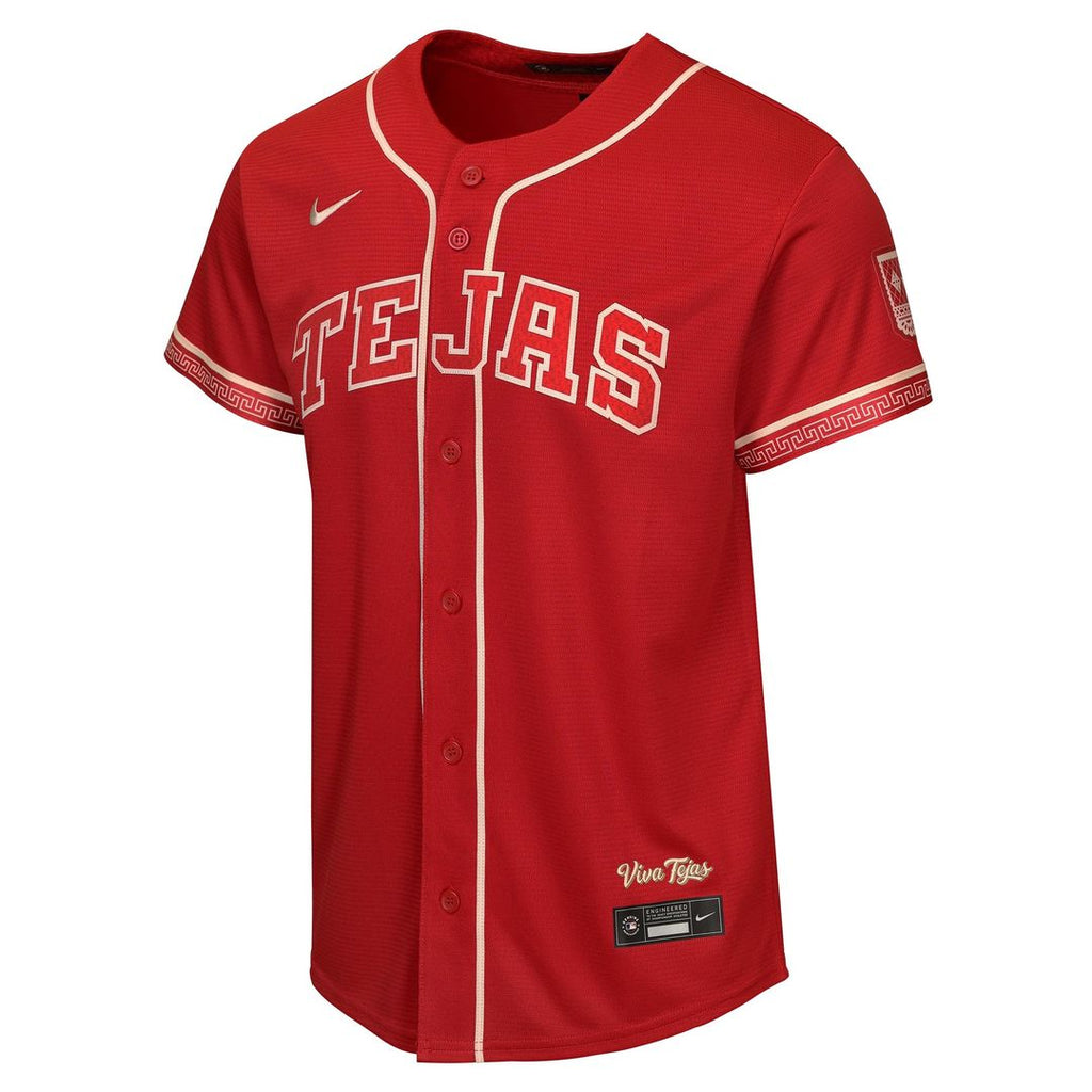 Texas Rangers Jacob deGrom Youth 2026 City Connect Stadium Jersey - Red