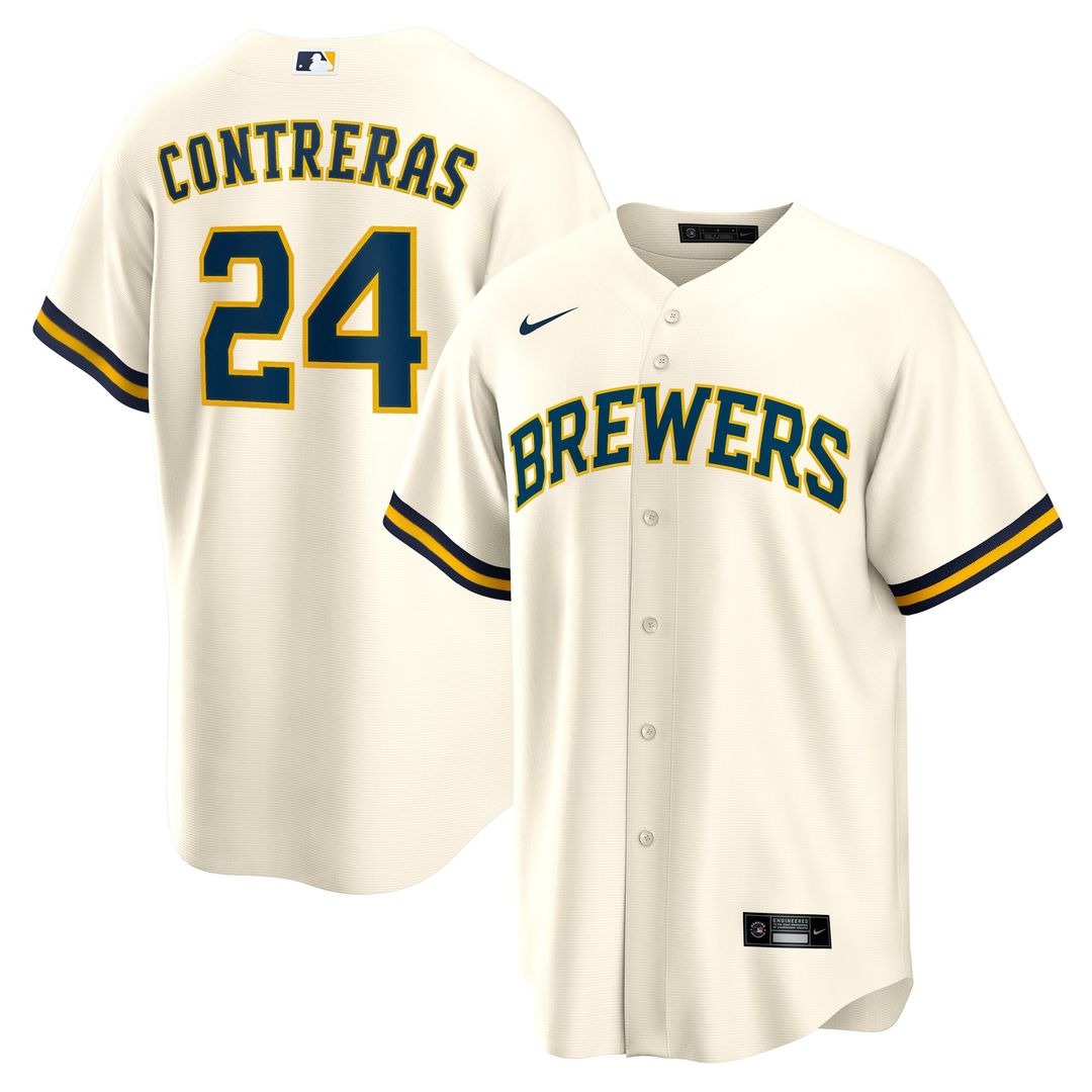 Milwaukee Brewers William Contreras Home Replica Jersey - Cream
