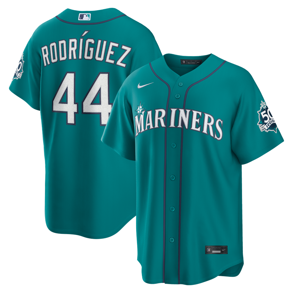 Seattle Mariners Julio Rodríguez Alternate Stadium 50th Season Patch Jersey - Teal
