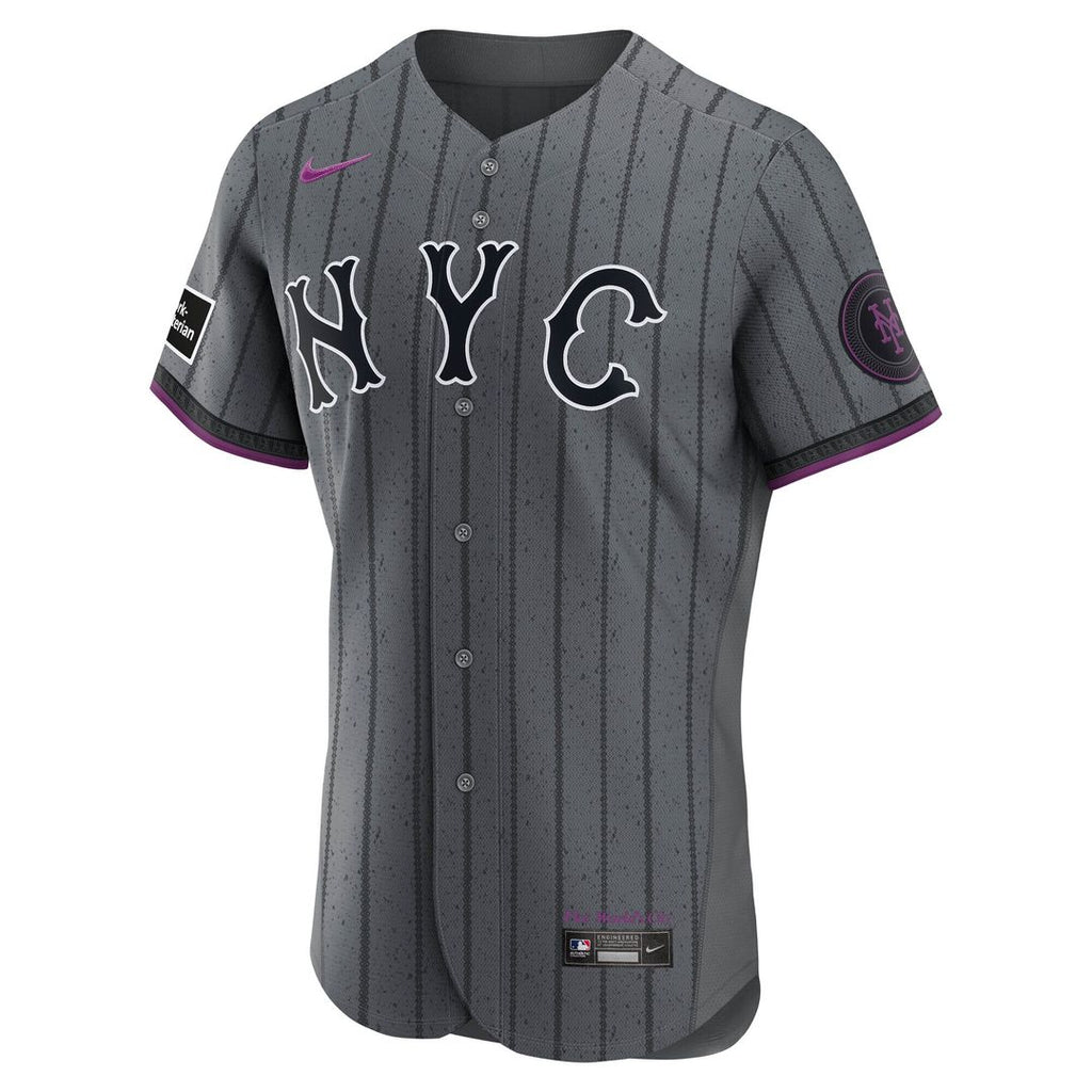 New York Mets Francisco Lindor City Connect Authentic Sponsor Patch Jersey - Gray
