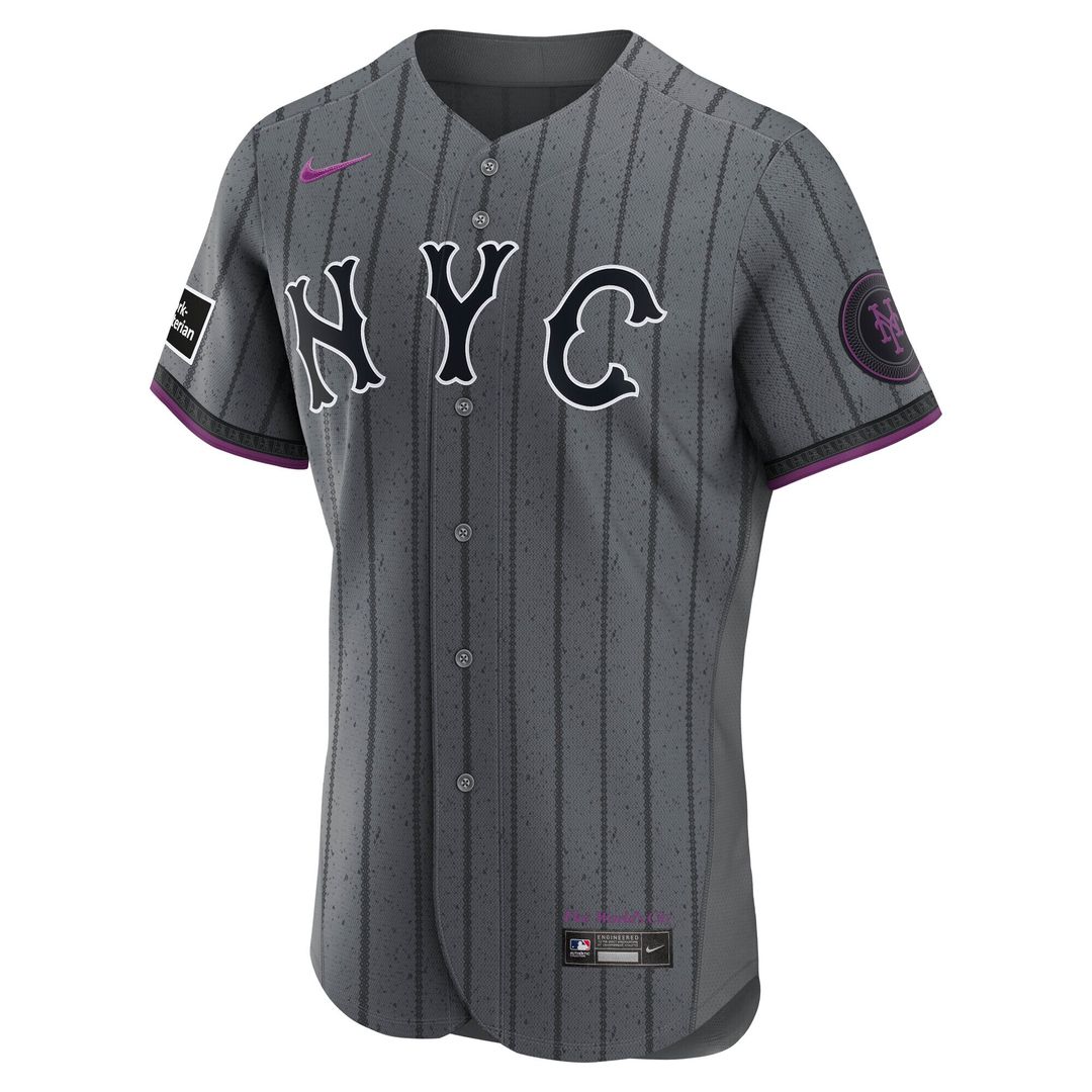 New York Mets Francisco Lindor City Connect Authentic Sponsor Patch Jersey - Gray