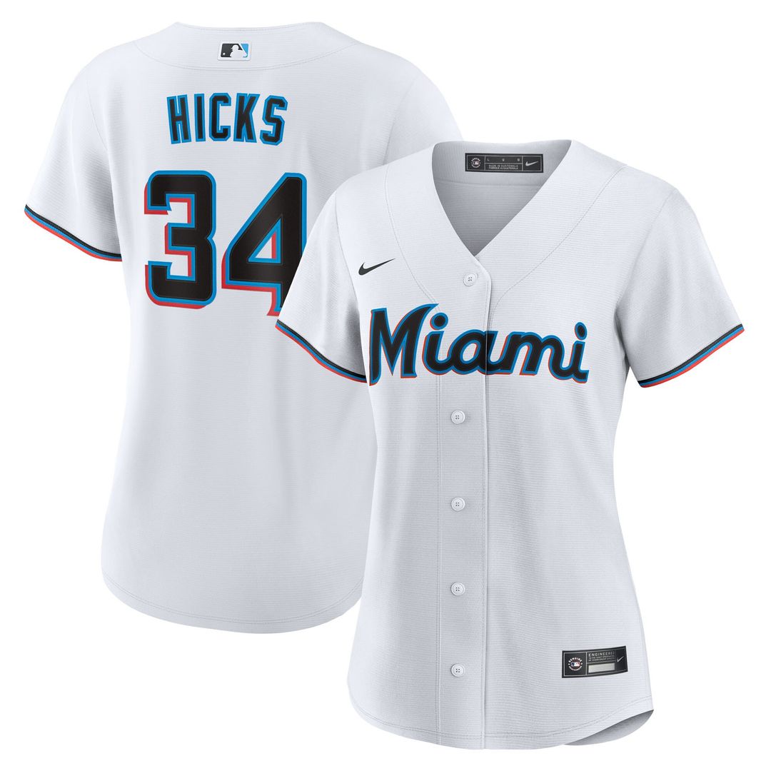 Miami Marlins Liam Hicks Women's Home Replica Jersey - White