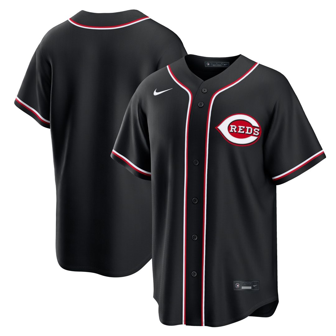 Cincinnati Reds Fashion Replica Black Out Jersey