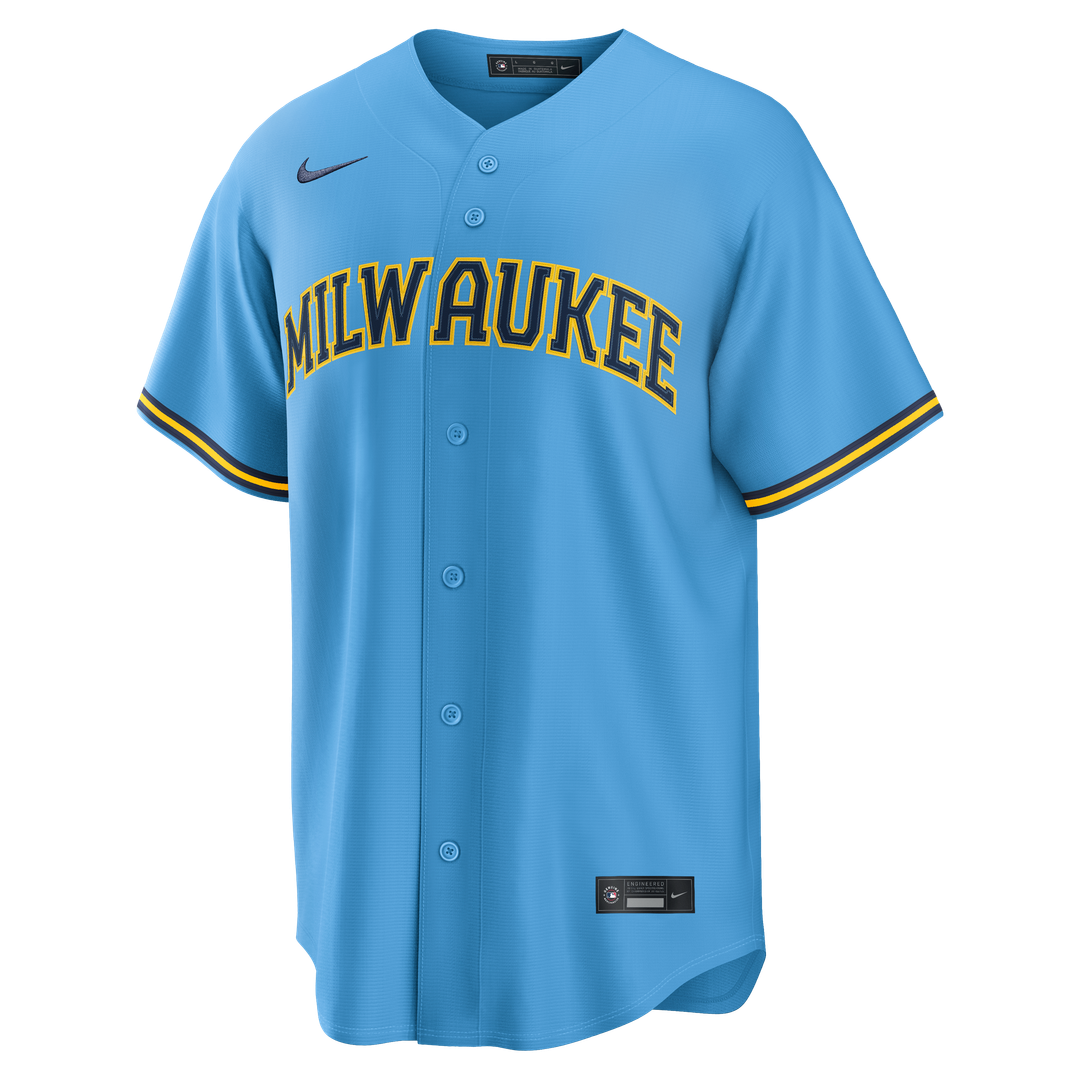 Milwaukee Brewers Jackson Chourio Road Replica Jersey - Light Blue