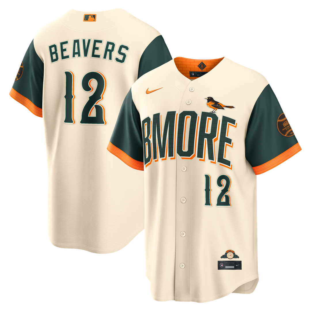 Baltimore Orioles Dylan Beavers 2026 City Connect Stadium Jersey - Cream