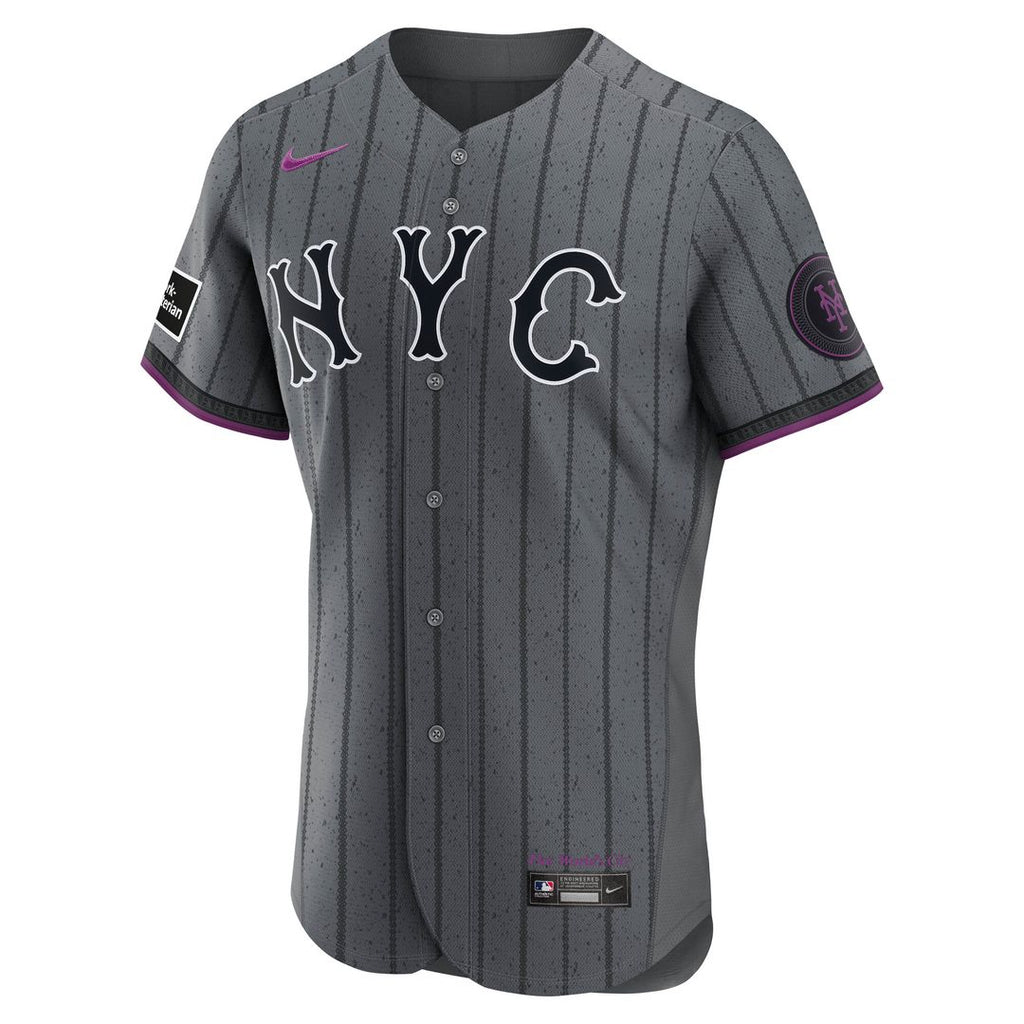 New York Mets City Connect Authentic Sponsor Patch Jersey - Gray