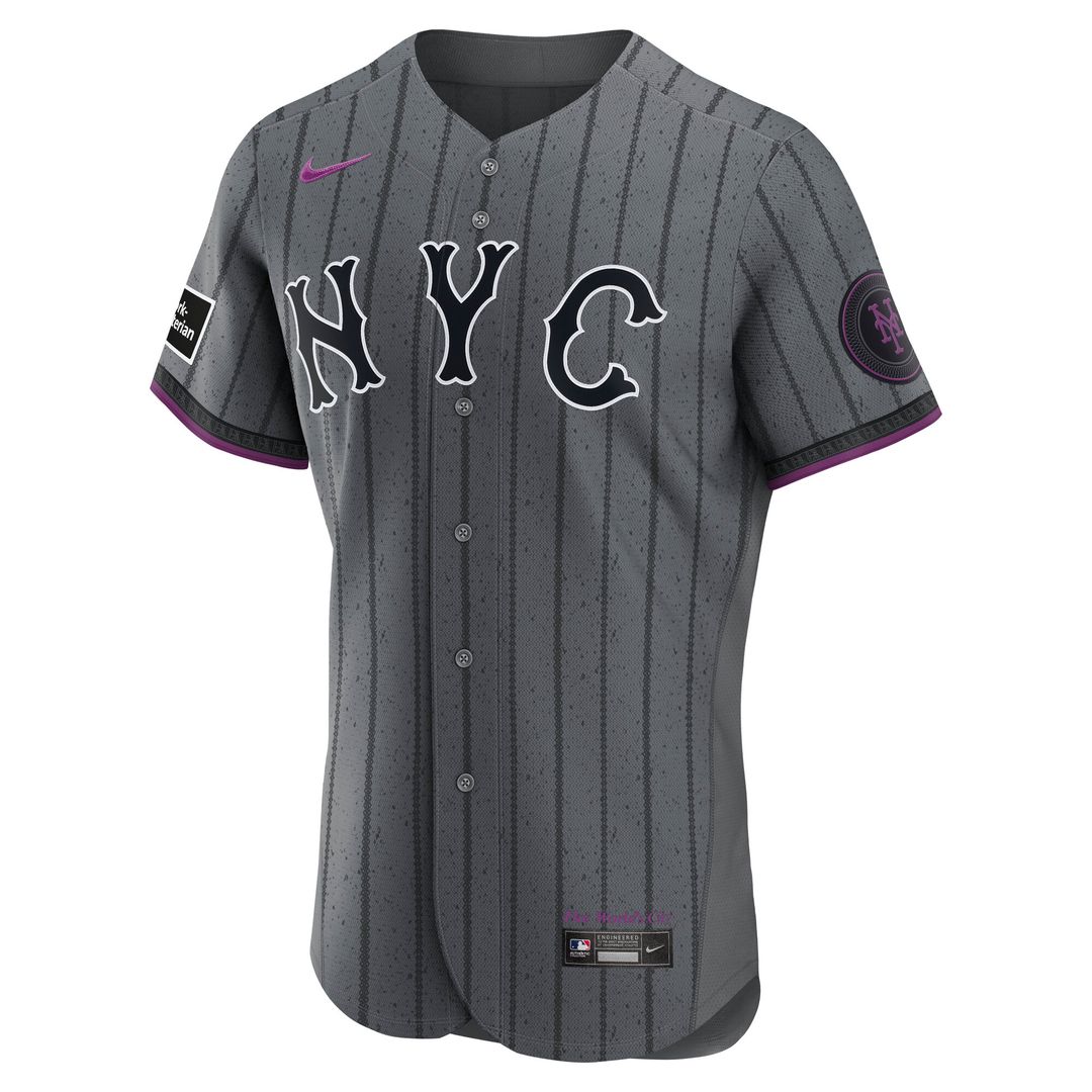 New York Mets City Connect Authentic Sponsor Patch Jersey - Gray