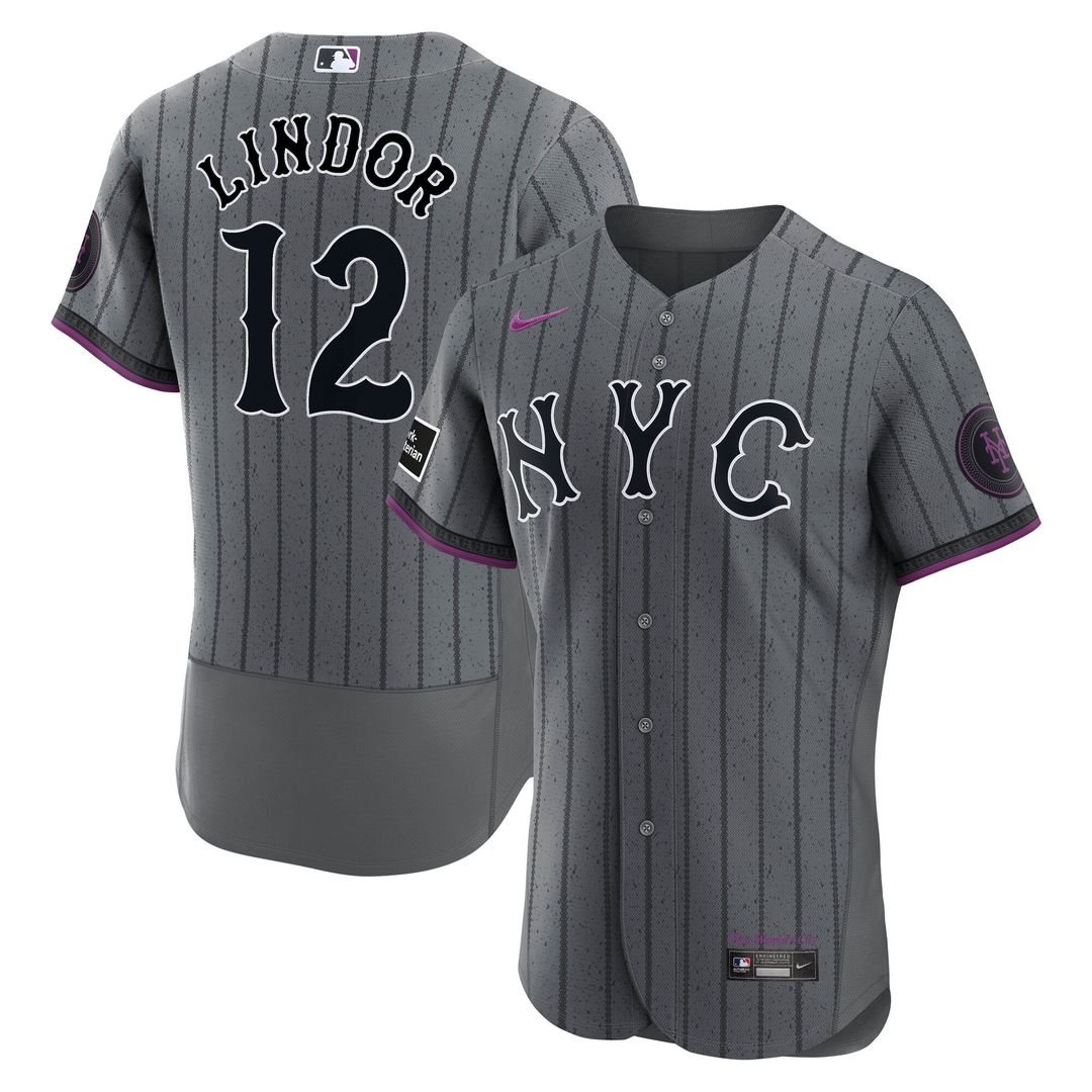 New York Mets Francisco Lindor City Connect Authentic Sponsor Patch Jersey - Gray