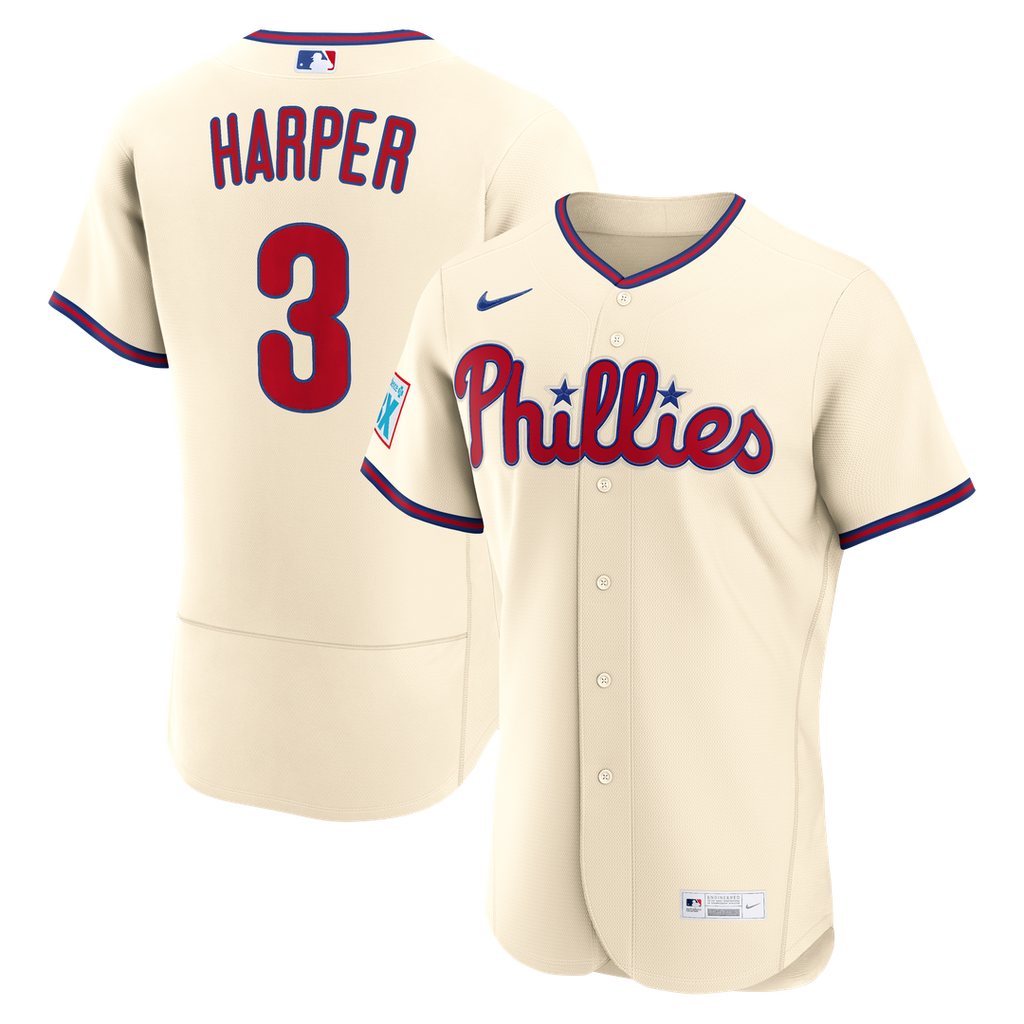 Philadelphia Phillies Bryce Harper Alternate Authentic Sponsor Patch Jersey - Cream