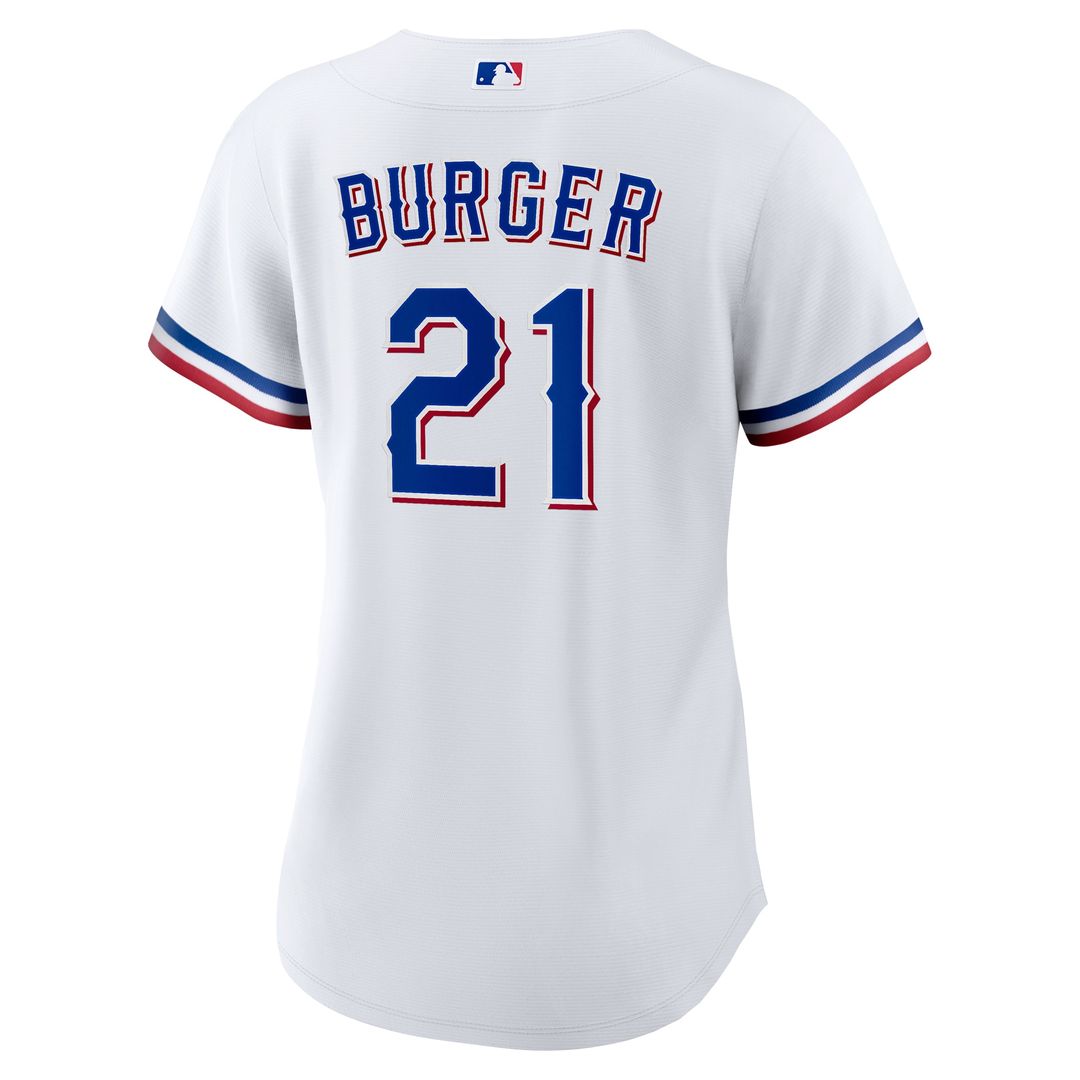Texas Rangers Jake Burger Women's Home Replica Jersey - White