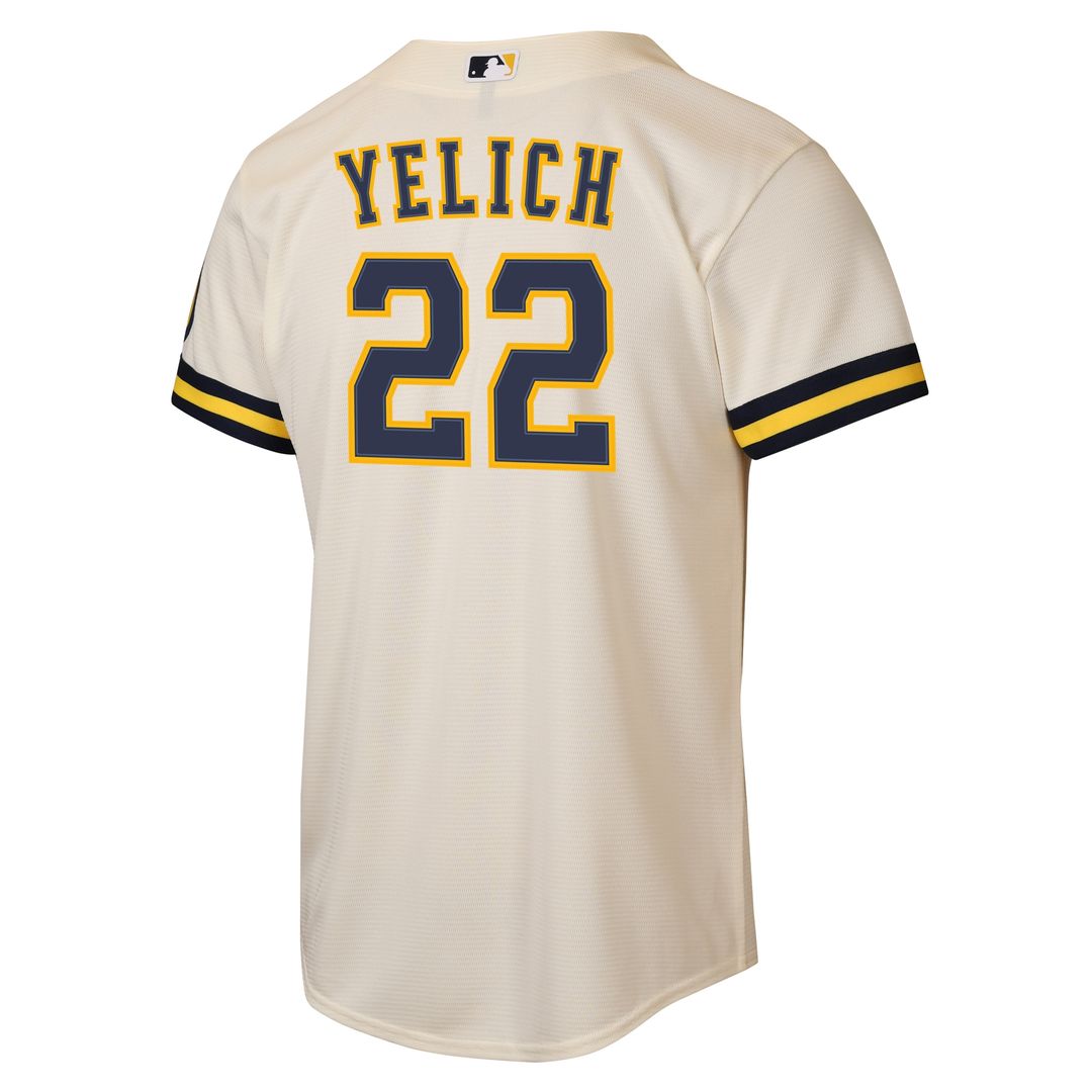 Milwaukee Brewers Christian Yelich Youth Home Stadium Jersey - Cream