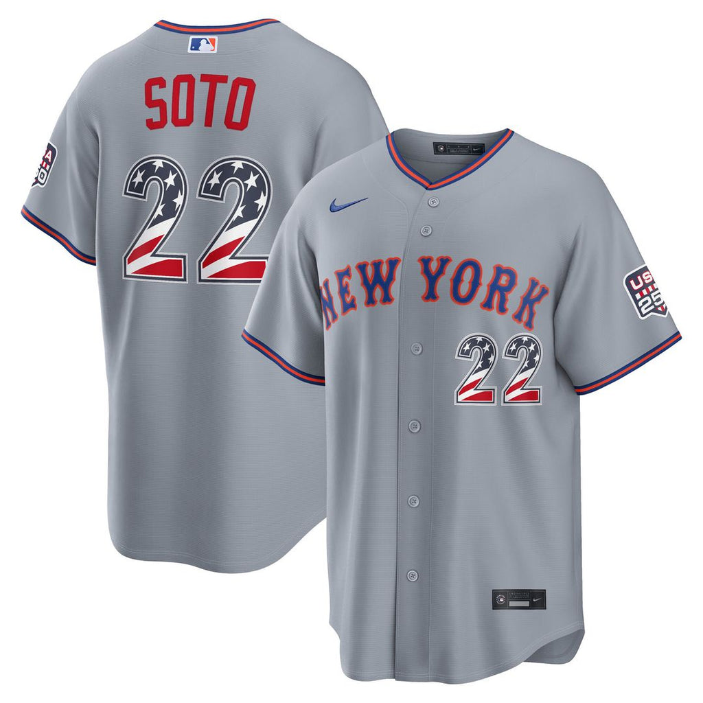 New York Mets Juan Soto USA 250 Fourth of July Road Stadium Jersey - Gray