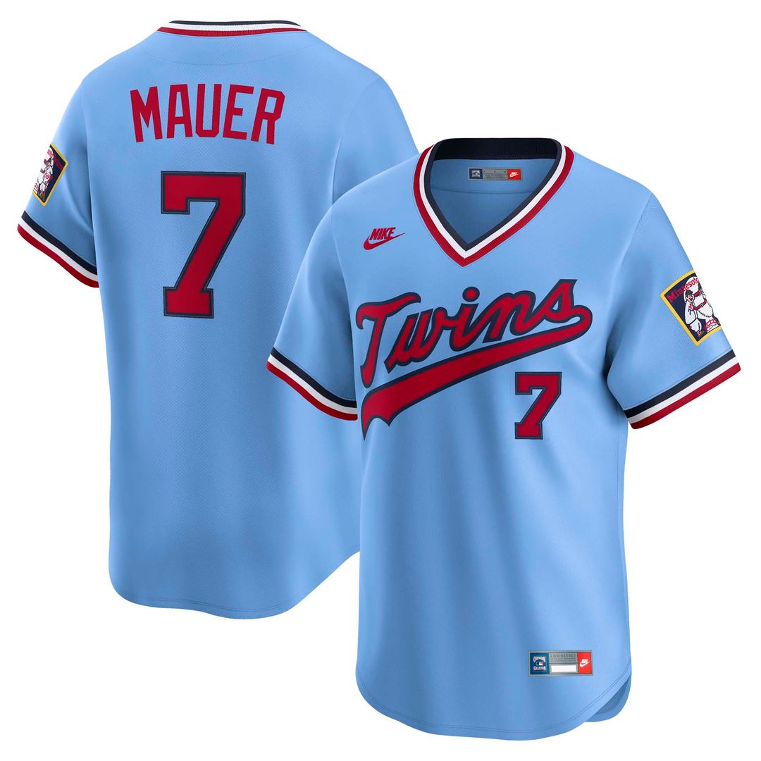 Minnesota Twins Joe Mauer Throwback Cooperstown Limited Jersey - Light Blue