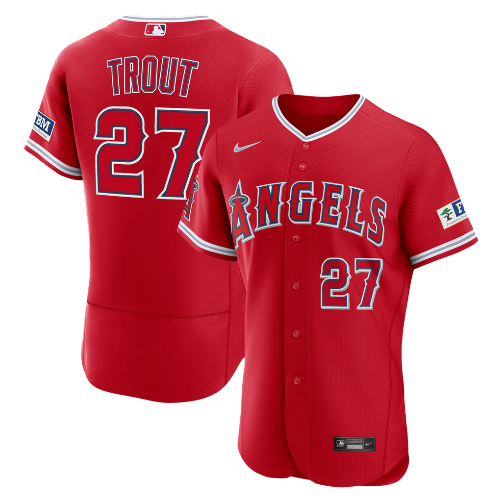 Los Angeles Angels Mike Trout Alternate Authentic Sponsor Patch Jersey - Red