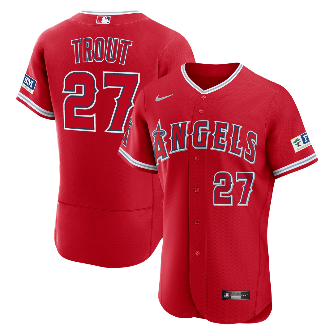 Los Angeles Angels Mike Trout Alternate Authentic Sponsor Patch Jersey - Red