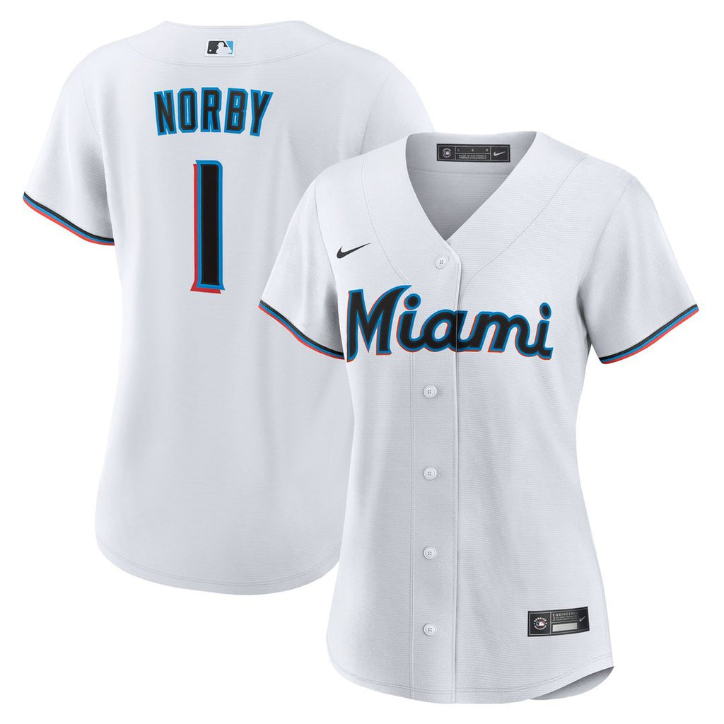 Miami Marlins Connor Norby Women's Home Replica Jersey - White