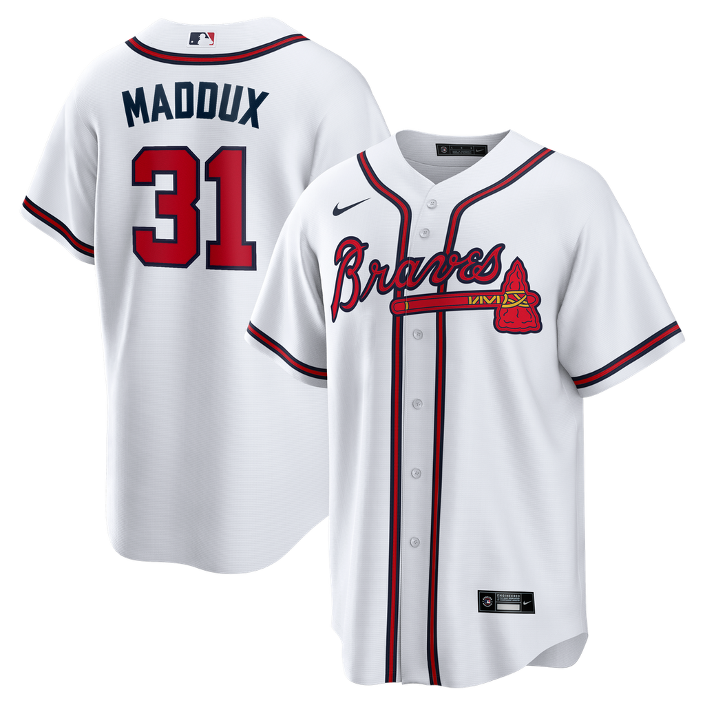 Atlanta Braves Greg Maddux Home Retired Replica Jersey - White