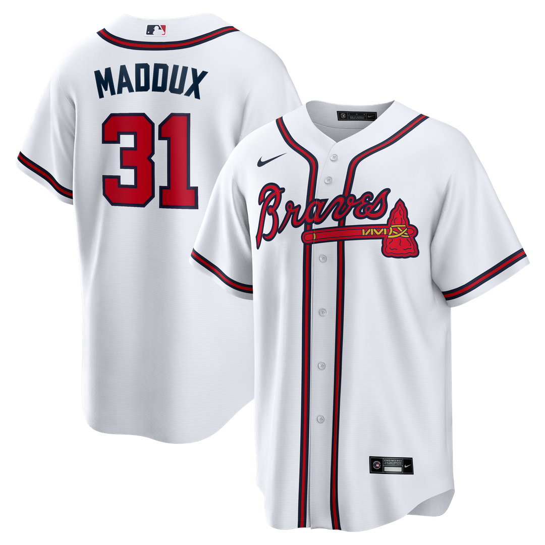 Atlanta Braves Greg Maddux Home Retired Replica Jersey - White