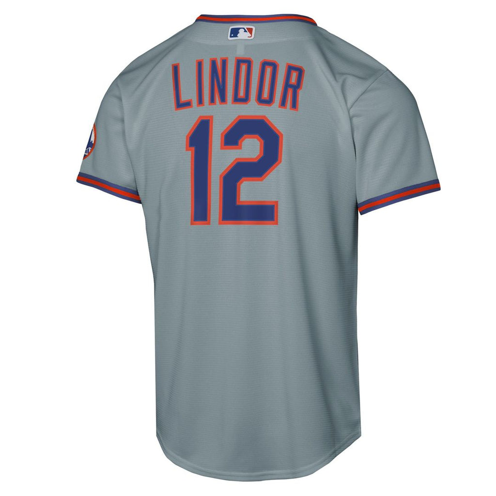 New York Mets Francisco Lindor Youth Road Stadium Jersey - Gray