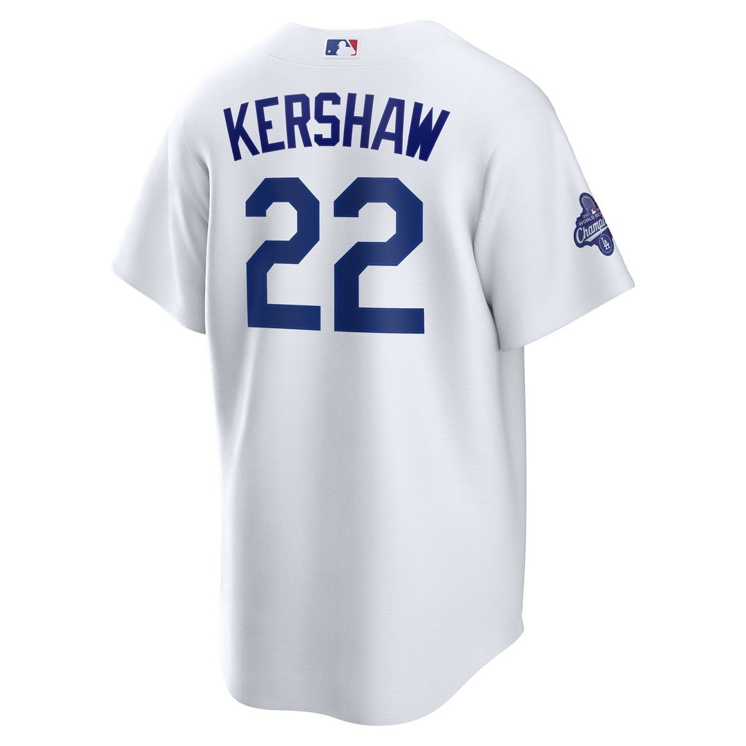 Los Angeles Dodgers Clayton Kershaw Home 2025 World Series Champions Replica Jersey - White