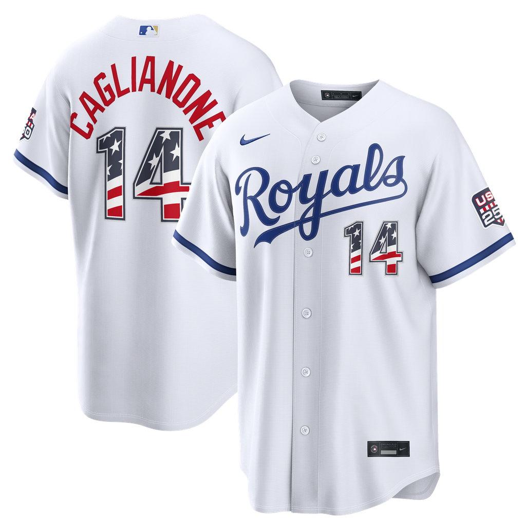 Kansas City Royals Jac Caglianone USA 250 Fourth of July Home Stadium Jersey - White