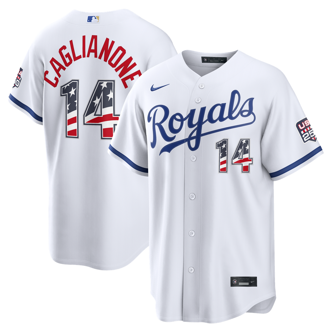 Kansas City Royals Jac Caglianone USA 250 Fourth of July Home Stadium Jersey - White