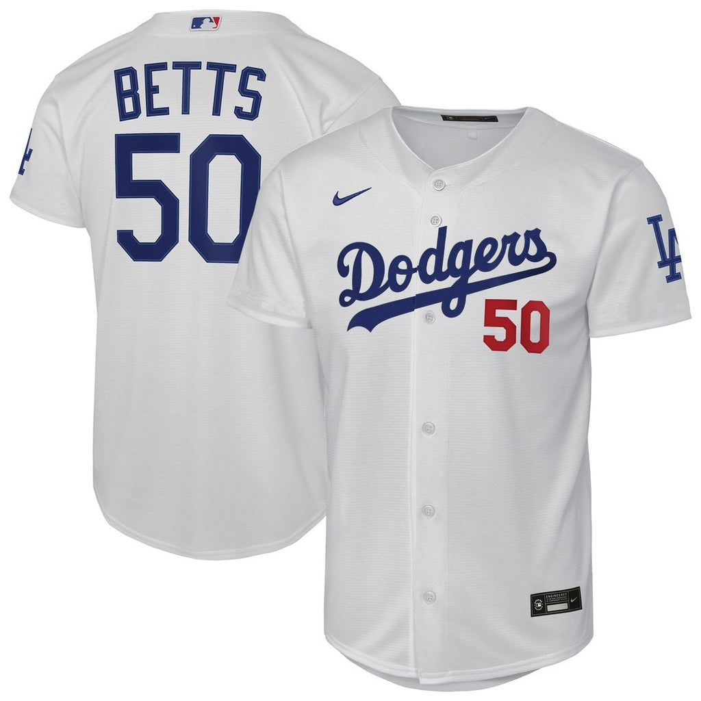 Los Angeles Dodgers Mookie Betts Youth Home Stadium Jersey - White