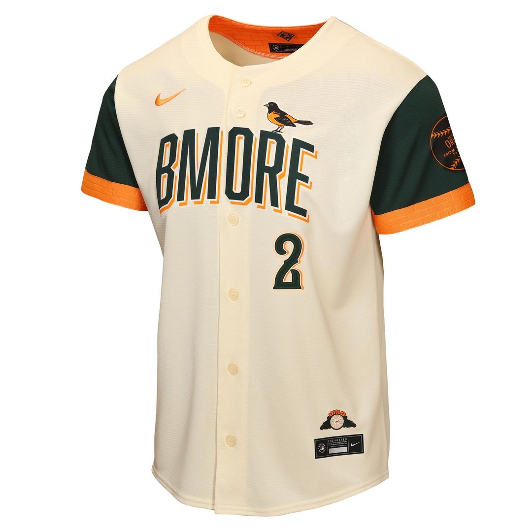 Baltimore Orioles Gunnar Henderson Youth 2026 City Connect Stadium Jersey - Cream