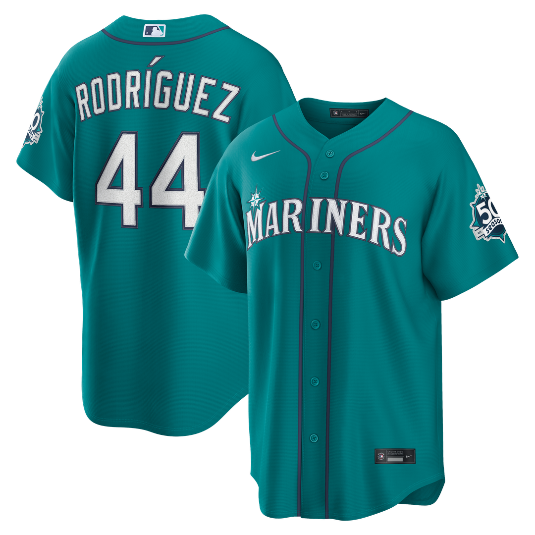 Seattle Mariners Julio Rodríguez Alternate Stadium 50th Season Patch Jersey - Teal