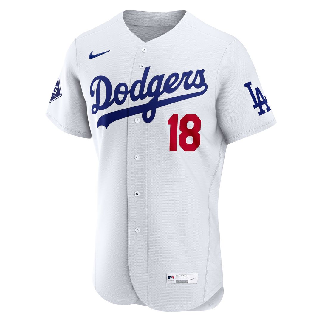 Los Angeles Dodgers Yoshinobu Yamamoto Home Authentic Sponsor Patch Jersey - White