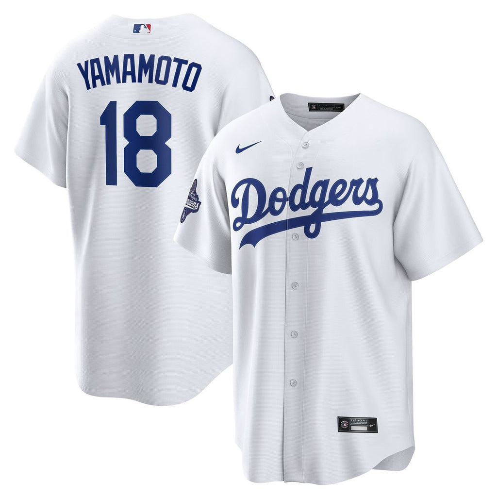 Los Angeles Dodgers Yoshinobu Yamamoto 2025 World Series Champions Home Replica Jersey - White