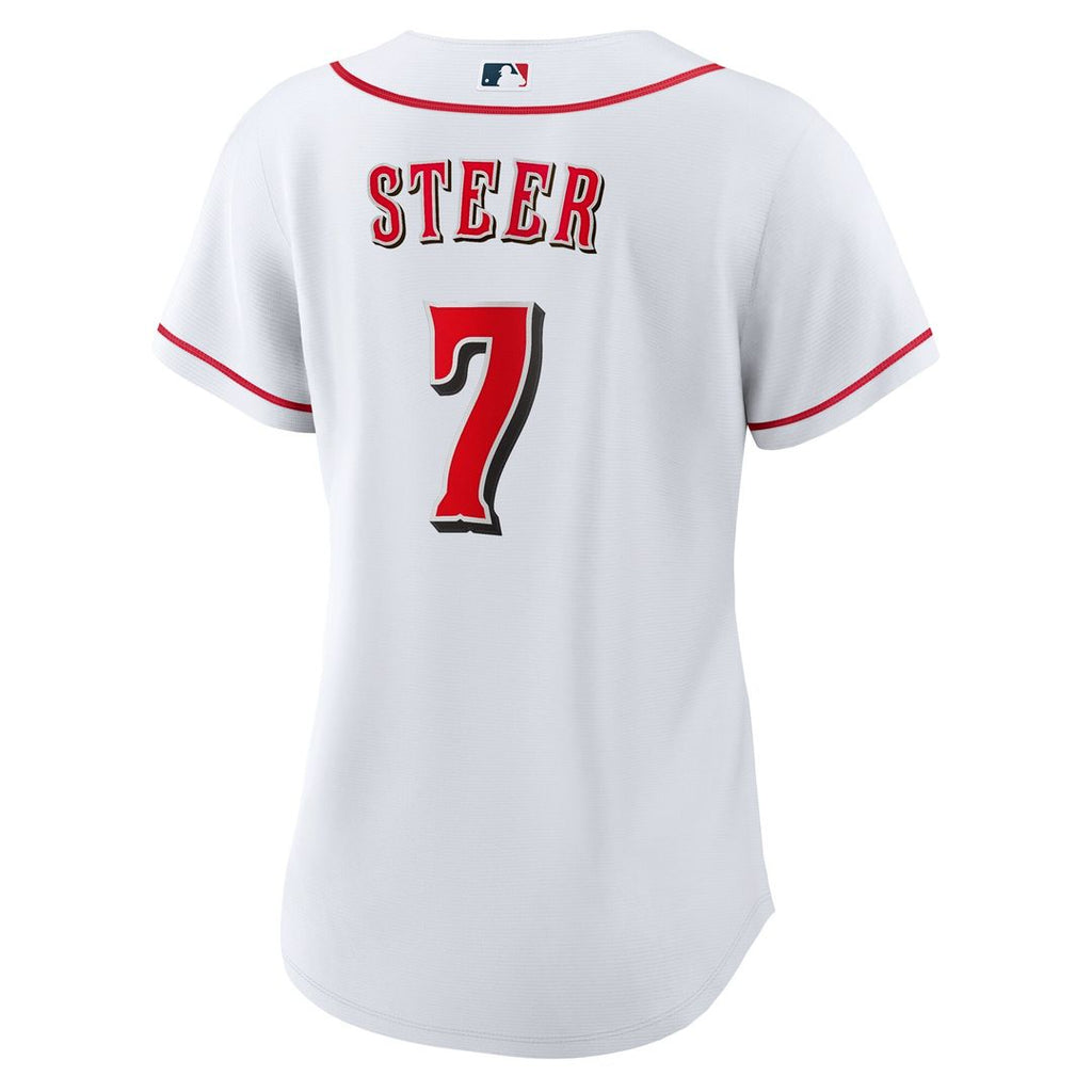 Cincinnati Reds Spencer Steer Women's Home Replica Jersey - White