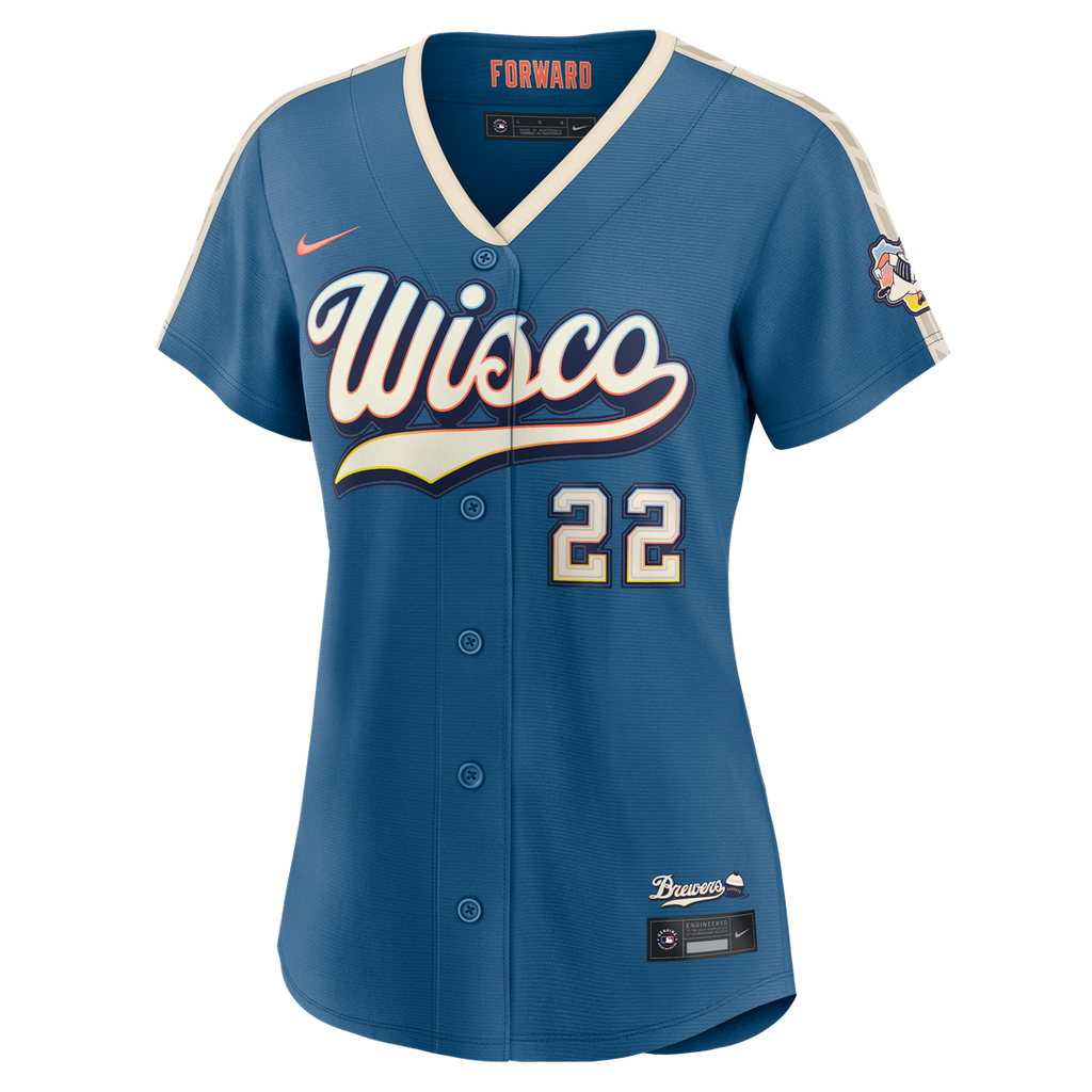 Milwaukee Brewers Christian Yelich Women's 2026 City Connect Stadium Jersey - Mineral Blue