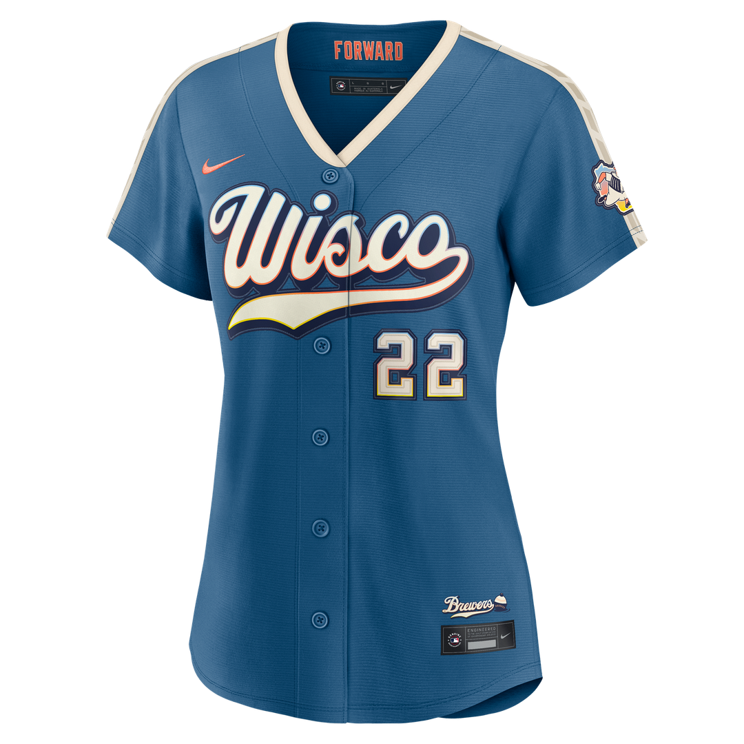 Milwaukee Brewers Christian Yelich Women's 2026 City Connect Stadium Jersey - Mineral Blue