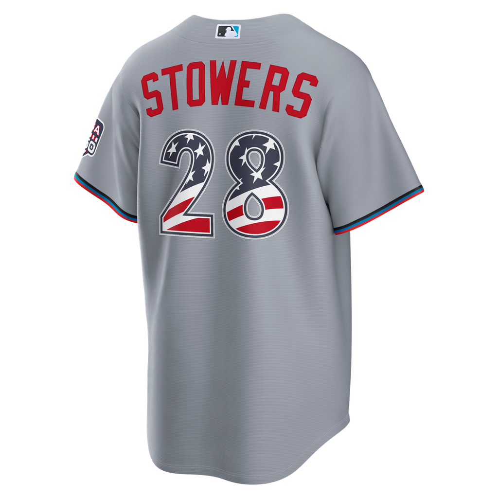 Miami Marlins Kyle Stowers USA 250 Fourth of July Road Stadium Jersey - Gray