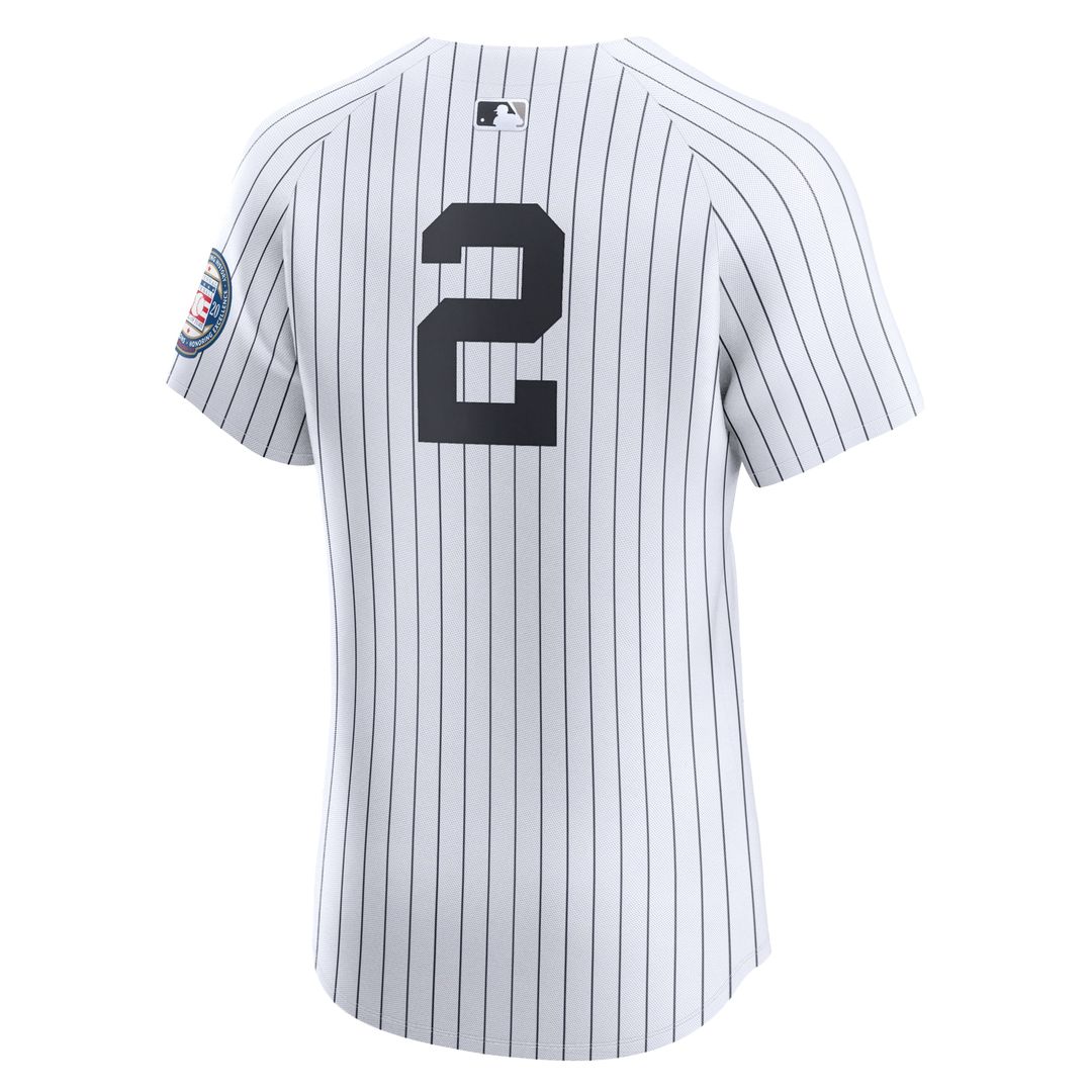 New York Yankees Derek Jeter Home 2020 Hall of Fame Induction Patch Elite Jersey - White